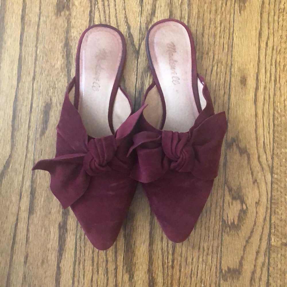 Madewell bow mules Sz 8 Pinot noir color